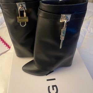 Black Ankle Boots with Lock Detail